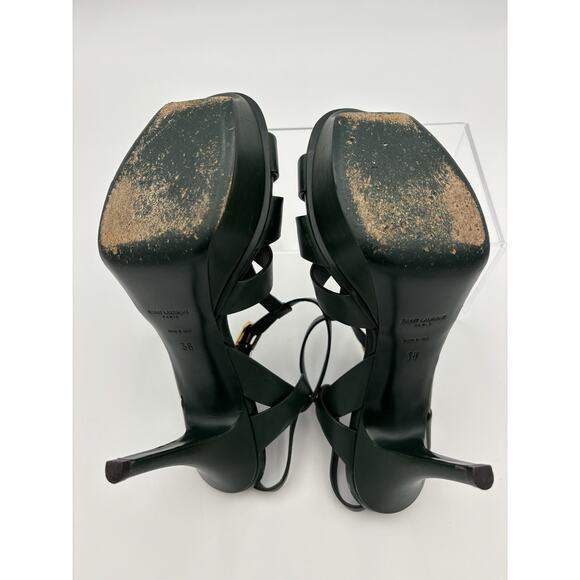 YSL Yves Saint Laurent Tribute 75 Platform Sandal Heels Dark Green Size 38 / 8 - Picture 6 of 16